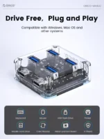 ORICO Transparent Usb C Hub 4 Port Expansion With Power Supply Interface Usb 3.2 Protocol High Speed Transmission OTG Dapter 5