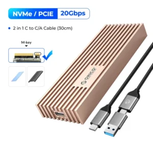 ORICO NVMe M.2 SSD Enclosure USB4 40Gbps PCIe3.0x4 20Gbps 10/6Gbps Aluminum M2 External Case Compatible with Thunderbolt 3/4 20