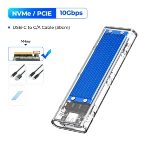 ORICO M2 SSD Case NVME SATA SSD Enclosure Tool Free 10Gbps M.2 to USB Type C Transparent External Adapter Support UASP Trim 16