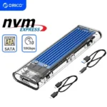 ORICO M2 SSD Case NVME SATA SSD Enclosure Tool Free 10Gbps M.2 to USB Type C Transparent External Adapter Support UASP Trim 1