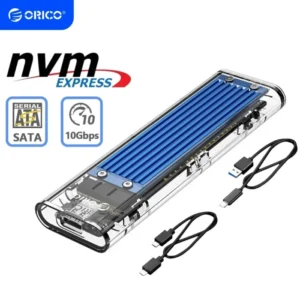 ORICO M2 SSD Case NVME SATA SSD Enclosure Tool Free 10Gbps M.2 to USB Type C Transparent External Adapter Support UASP Trim 1