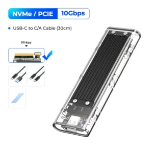 ORICO M2 SSD Case NVME SATA SSD Enclosure Tool Free 10Gbps M.2 to USB Type C Transparent External Adapter Support UASP Trim 21