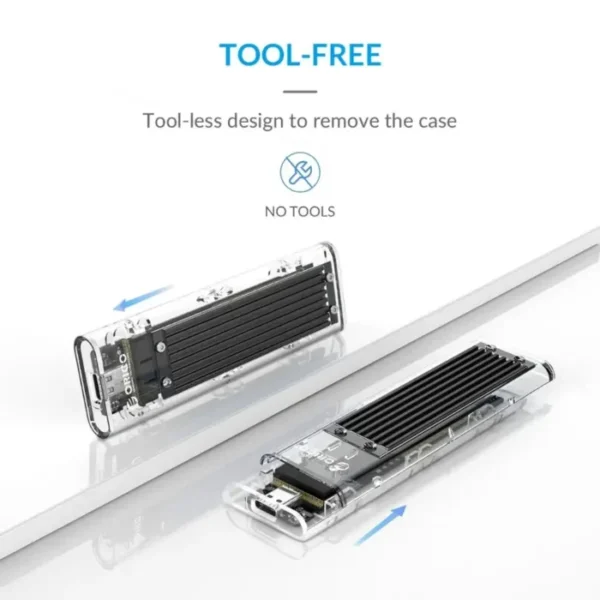 ORICO M2 SSD Case NVME SATA SSD Enclosure Tool Free 10Gbps M.2 to USB Type C Transparent External Adapter Support UASP Trim 4