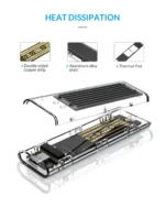 ORICO M2 SSD Case NVME SATA SSD Enclosure Tool Free 10Gbps M.2 to USB Type C Transparent External Adapter Support UASP Trim 3