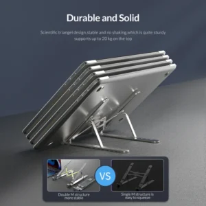 ORICO Foldable Laptop Stand Holder Riser Portable Adjustable Aluminum Notebook Stand Computer Stand 7 Angles for MacBook Tablets 2