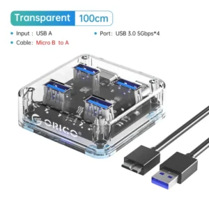 ORICO Transparent Usb C Hub 4 Port Expansion With Power Supply Interface Usb 3.2 Protocol High Speed Transmission OTG Dapter 12