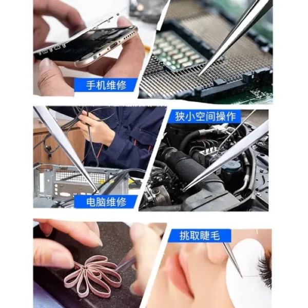 Aixun 0.1mm 0.15mm IC Chip Tweezers Motherboard Micro Repairing Forceps Planting Tin Flying Wire Clamp Repair Tweezers 6