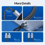 ORICO 100W PD USB C Cable 5A Fast Charging Cord Type C Nylon Braid for MacBook Pro iPad Pro Air Samsung Galaxy Laptop iPhone15 5