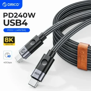 ORICO 240W Cable USB4 Type C Fast Charging Cord 40Gbps Data Transfer 8K@60Hz for Xiaomi Huawei Switch Galaxy iPhone15 Macbook 1