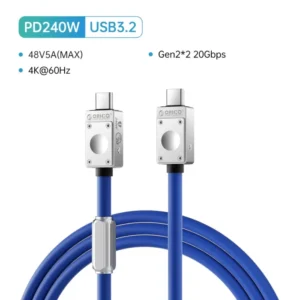 ORICO USB4 Cable 240W Silicone PD USB C Cable Data Line Fast Charging Cord Thunderbolt 3 8K for Tablet Laptop Samsung MacBook 16