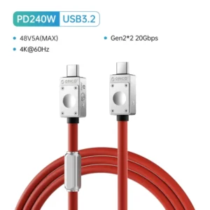 ORICO USB4 Cable 240W Silicone PD USB C Cable Data Line Fast Charging Cord Thunderbolt 3 8K for Tablet Laptop Samsung MacBook 17