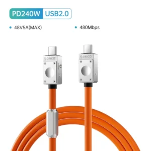 ORICO USB4 Cable 240W Silicone PD USB C Cable Data Line Fast Charging Cord Thunderbolt 3 8K for Tablet Laptop Samsung MacBook 13