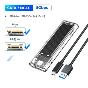 ORICO M2 SSD Case NVME SATA SSD Enclosure Tool Free 10Gbps M.2 to USB Type C Transparent External Adapter Support UASP Trim 9