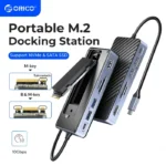 ORICO  USB C HUB with SSD Enclosure Laptop Docking Station with 4K 60Hz HDMI-Com 100W PD RJ45 SD/TF 10Gbps M.2 NVME SATA SSD 8TB 1