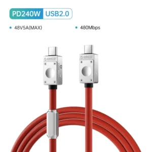 ORICO USB4 Cable 240W Silicone PD USB C Cable Data Line Fast Charging Cord Thunderbolt 3 8K for Tablet Laptop Samsung MacBook 10