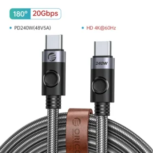 ORICO 240W Cable USB4 Type C Fast Charging Cord 40Gbps Data Transfer 8K@60Hz for Xiaomi Huawei Switch Galaxy iPhone15 Macbook 11