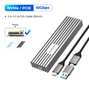 ORICO NVMe M.2 SSD Enclosure USB4 40Gbps PCIe3.0x4 20Gbps 10/6Gbps Aluminum M2 External Case Compatible with Thunderbolt 3/4 16