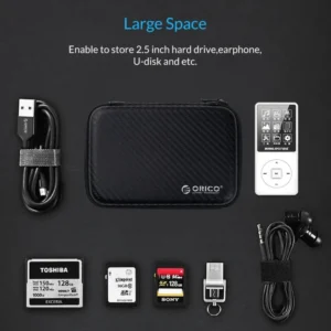 ORICO 2.5 Hard Disk Case Portable HDD Protection Bag for External 2.5 inch Hard Drive/Earphone/U Disk Hard Disk Drive Case Black 2