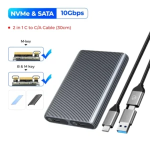 ORICO Big Discount For Hot Product  M2 SSD Case NVMe USB Type C Gen2 10Gbps PCIe SSD Enclosure M.2 NVMe Enclosure 22