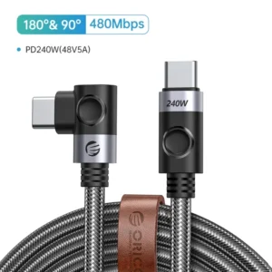 ORICO 240W Cable USB4 Type C Fast Charging Cord 40Gbps Data Transfer 8K@60Hz for Xiaomi Huawei Switch Galaxy iPhone15 Macbook 7