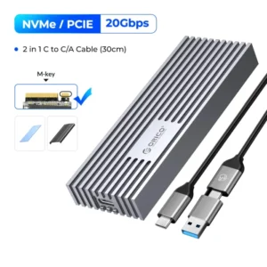 ORICO NVMe M.2 SSD Enclosure USB4 40Gbps PCIe3.0x4 20Gbps 10/6Gbps Aluminum M2 External Case Compatible with Thunderbolt 3/4 9