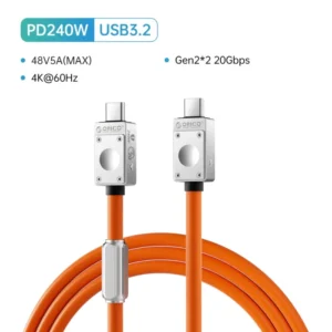 ORICO USB4 Cable 240W Silicone PD USB C Cable Data Line Fast Charging Cord Thunderbolt 3 8K for Tablet Laptop Samsung MacBook 18