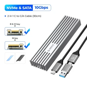 ORICO NVMe M.2 SSD Enclosure USB4 40Gbps PCIe3.0x4 20Gbps 10/6Gbps Aluminum M2 External Case Compatible with Thunderbolt 3/4 10