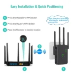 Wireless 5G WiFi Repeater 1200Mbps Router Wifi Booster Dual Band Long Range Extender 5Ghz Wi-Fi Signal Amplifier Repeater 3