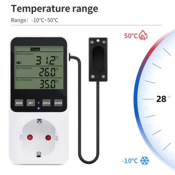 Digital Temperature Humidity Controller LCD Display Thermostat Timer Socket Heating Cooling Alarm With Temperature Sensor 3