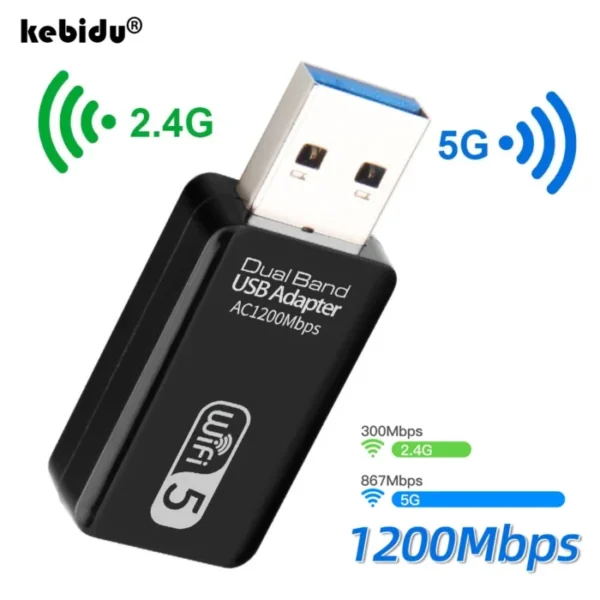 5G Wifi Adapter WiFi Usb 3.0 Adapter 1200Mbps Wireless Network Card Wifi Dongle Receiver Lan Ethernet Adaptor For Pc Laptop 1