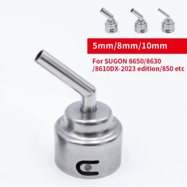 SUGON 8650/ 8630/8610DX-PRO Hot Air Soldering Station 45 Degree Curved Nozzle 5mm/8mm/10mm Bent Angle Heat Nozzle 5