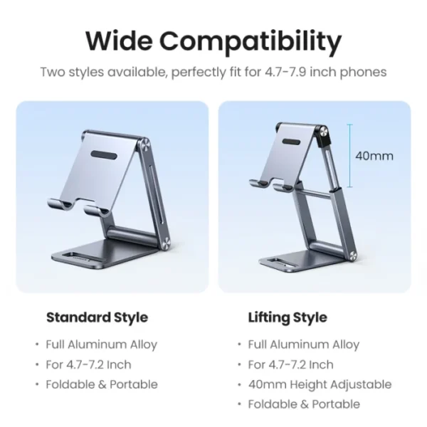 UGREEN Phone Holder Stand Aluminum Cell Phone Stand Tablet Stand Support Mobile Phone For iPhone 16 15 14 Pro Max Xiaomi Samsung 3