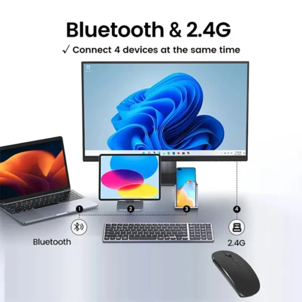 Bluetooth Wireless Keyboard Mini Keyboard For MacBook iPad  2.4G Rechargeable Gaming Receiver For Android iOS Windows 2