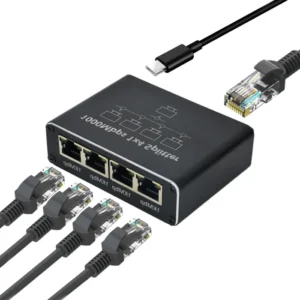 Gigabit Ethernet Splitter 1 to 2/3/4, 1000Mbps RJ45 LAN Internet Splitter for Computer/Hub/Switch/Router/Set-Top Box/Digital TV 1