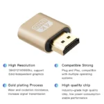 VGA Virtual Display Adapter 4K HDMI-compatible 1.4 DDC EDID Dummy Plug Headless Ghost Display Emulator Video Card Lock Plate 6