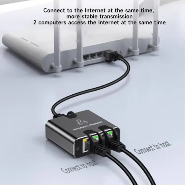 Gigabit Ethernet Splitter 1 to 2/3/4, 1000Mbps RJ45 LAN Internet Splitter for Computer/Hub/Switch/Router/Set-Top Box/Digital TV 3