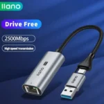 LLANO USB3.1 Type C To Ethernet RJ45 Lan Gigabit Adapter 100/1000/2500Mbps Network Card For PC Laptop 1